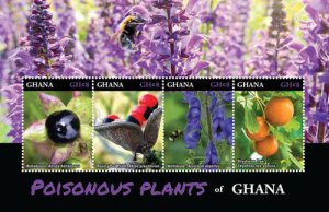 GHANA - 2016 - POISONOUS PLANTS OF GHANA SHEET OF 4 MNH