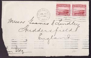 D5-Newfoundland cover #10001 - 2c pair Trinity to England-fr