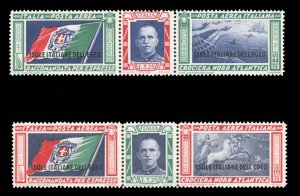 Italian Colonies, Aegean Islands #C26-27 Cat$340, 1933 Balbo Triptychs, set o...