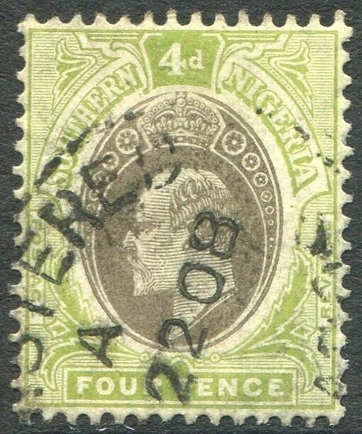 SOUTHERN NIGERIA-1907 4d Grey-Black & Olive-Green chalk paper Sg 26a GU V48930