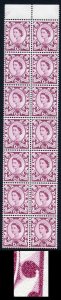 Scotland XS16b 6d Purple Crowns Wmk Cream Paper Block 14 with Curled Leaf Flaw