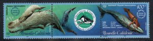 New Caledonia ~ 2002 Issue - Strip of 2 with label ~ Whales ~ Unused, LHM