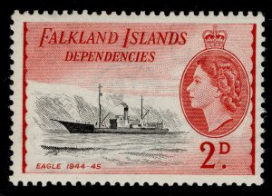 FALKLAND ISLANDS - Dependencies QEII SG G29, 2d black & rose-red M MINT.