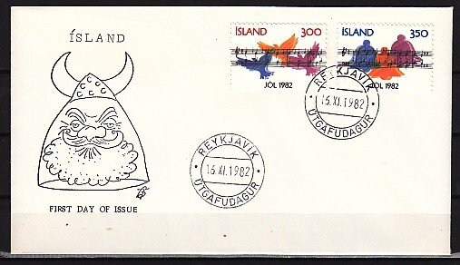 Iceland, Scott cat. 565-566. Christmas Music issue. First day cover. ^