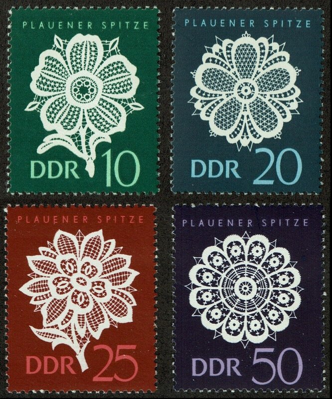 HuskyStamps ~ Germany DDR #837-840, set of 4, MNH, Lace,  6 pictures