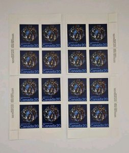Canada 1976 Christmas Nativity #699 Set Of Plate Blocks MNH