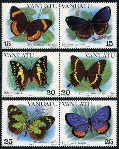 Vanuatu 346-348 ab horizontak pairs, MNH. Michel 644-649. Butterflies 1983.