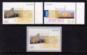 Australia 2013 Canberra Anniv. Complete Mint MNH Set SC 3876-3878