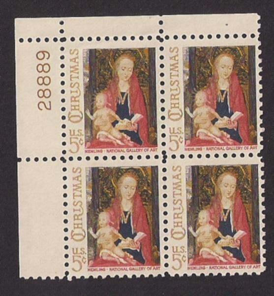 5c 1966 Christmas Tagged var #1321a pl No.28889 UL Mint NH