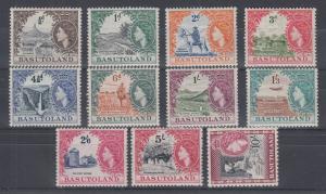 Basutoland Sc 46-56 MLH. 1954 QEII Bicolor definitives, complete set, fresh, VLH