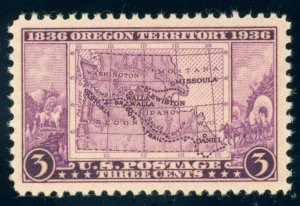 US Stamp #783 Map of Oregon 3c - PSE Cert - VF-XF 85 - MOGNH 