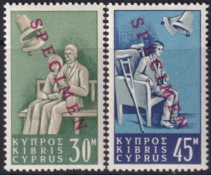 Cyprus 1965 Sc 254-5 specimen MNH** (255 disturbed gum)