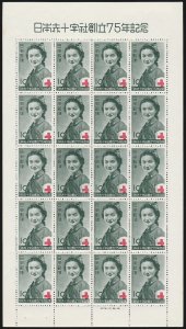 JAPAN 1952 Red Cross set 5Y & 10Y full sheets. MNH **. Sak cat 74,000Y+.