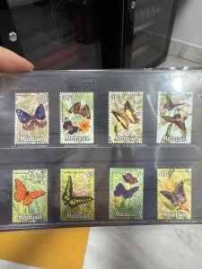 1970-77 - Malaysia Butterfly Harrison Printing Set of 8 in MNH VF/XF Free Post.