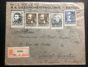 1939 Eersel Netherlands Commercial Registered  Cover To St Quentin France