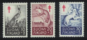 Finland Hare Marten Stoat 3v 1962 MNH SC#B163-B165 SG#642-644
