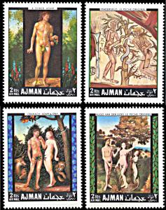 Ajman Michel 281A-284A, MNH, Paintings of Adam and Eve