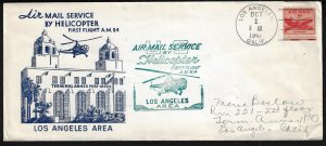 US 1947 HELICOPTER AIR MAIL SERVICE FIRST FLIGHT AM 84 LOS ANGELES