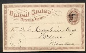 US 1875 Montana territorial 1¢ card (UX3) tied w/light RADERSBURGH MONT cancel