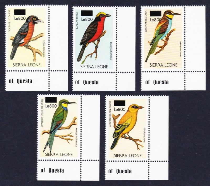 Sierra Leone Birds 5v Bottom Right Corners overprint RARR MI#5013-5017