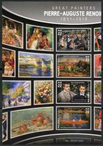 MALDIVES 2016 GREAT PAINTERS PIERRE-AUGUSTE RENOIR  SHEET  MINT NH