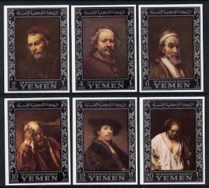 Yemen - Royalist 1967 Rembrandt imperf set of 6 (borders ...