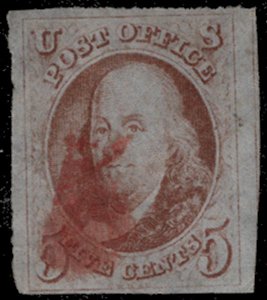 MALACK 1 VF/XF, four full margins, part of stamp at ..MORE.. gu2336