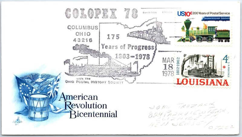 US SPECIAL EVENT CACHET COVER COLUMBUS OHIO 175 YEARS OF PROGRESS COLOPEX 1978