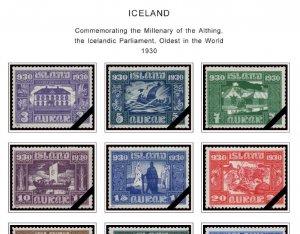 ICELAND STAMP ALBUM PAGES 1873-2011 (159 color illustrated pages)