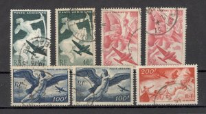 FRANCE - 7 USED STAMPS - TYPES - Mi.No. 748/51 - PLANE - 1946/1947.