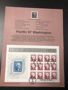 3139 & 3140 Pacific 97 Franklin & Washington Souvenir Sheets First Day Of Issue