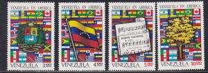 Venezuela #  996-999, Flags of the Americas, Short Set, Hinged, 1/3 Cat.