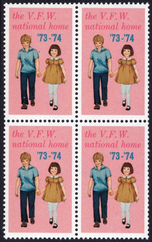 VFW National Home Charity Block of Four (1973-74) MNH