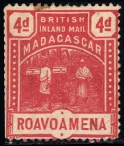 1895 Madagascar 4 Pence Red Local British Inland Mail (Roavoamena) Unused