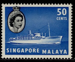 SINGAPORE QEII SG49, 50c blue & black, LH MINT.