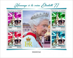 NIGER - 2022 - Queen Elizabeth II Hommage - Perf 4v Sheet -Mint Never Hinged