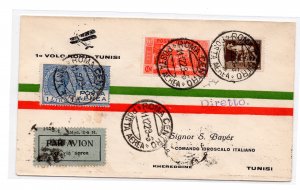 1929 Rome/Tunis of 11.12.29 - airgram with first direct flight
