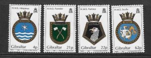 1991 Gibraltar Naval Crests (4)  (Scott 587-90) MNH