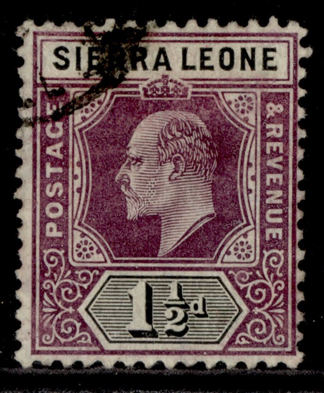 SIERRA LEONE EDVII SG88, 1½d dull purple & black, FINE USED. Cat £19.