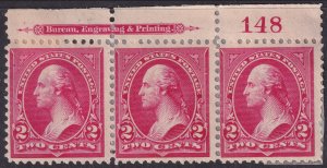 #252 Mint NG, Fine+, Plate number strip of 3 (CV $300) (CV $ - ID45379) - Jos...