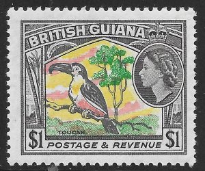 British Guiana Scott 265 MLH, $1 Toucan issue of 1954, bird