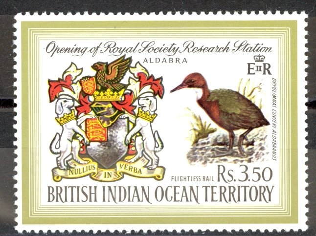 British Indian Ocean Territory Sc# 43 MNH 1971 Coat of Arms & Flightless Rail