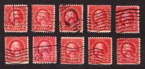 1926, US 2c, George Washington, Used, Lot of 10, Scott #634