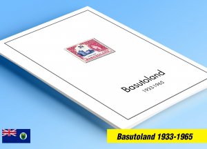 COLOR PRINTED BASUTOLAND 1933-1965 STAMP ALBUM PAGES (10 illustrated pages)