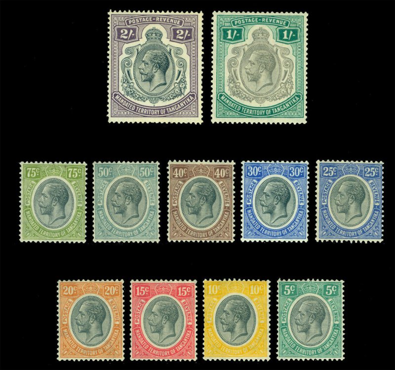 TANGANYIKA 1927 KGV part set  1c - 1/-  Scott 29-40 mint MH