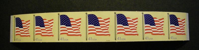 Scott 4187, 41c Flag, PNC7 #S11111, brown seem line 2L, MNH