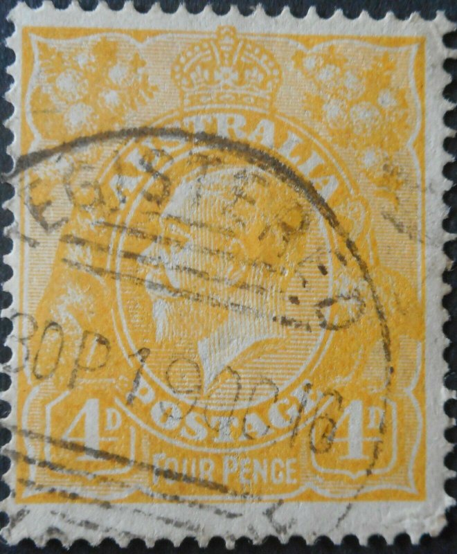 Australia 1916 GV Four Pence with REGISTERED MELBOURNE postmark