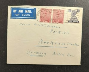 1950 Kodaikanal India Airmail Cover to Breklum Germany