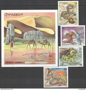 2000 Somalia Desert Animals Fauna #823-6+Bl69 Michel 29 Euro ** Nw1449