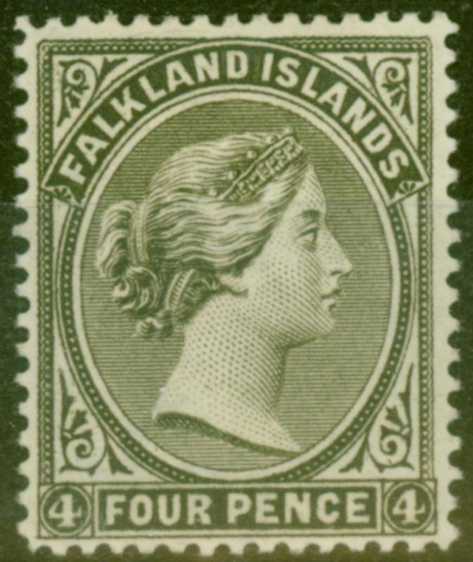 Falkland Is 1889 4d Olive Grey-Black SG12 V.F Lightly Mtd Mint